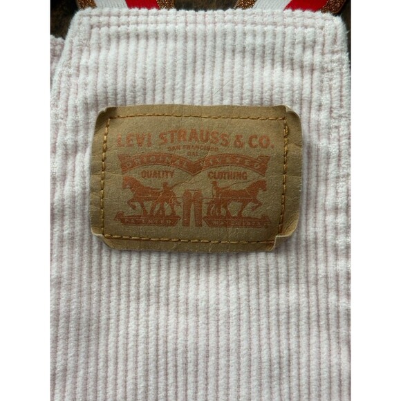 Vtg Levi‎ Strauss & Co. Pink Cotton Corduroy Jean Jumper Rose Gold Hardware-5/6 - Picture 6 of 9